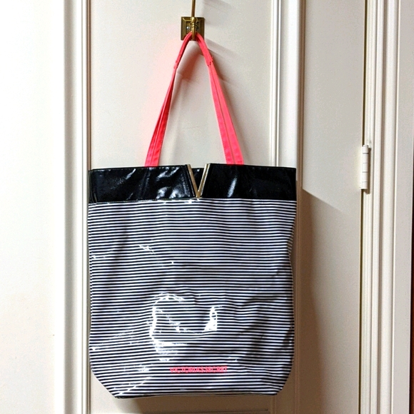 Striped Beach Tote by Victoria's Secret Black - Picture 1 of 11